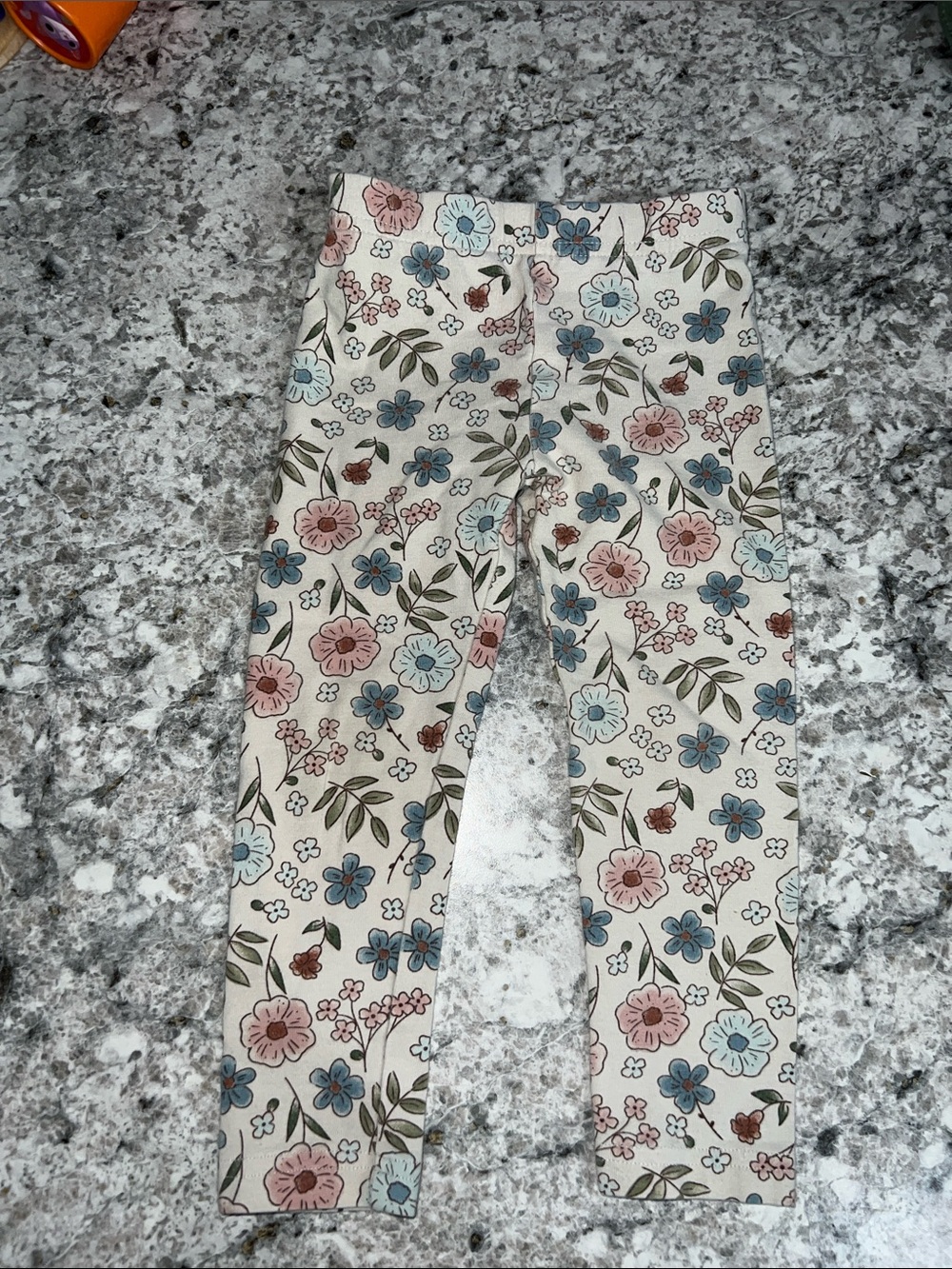 Carter's Cream Floral Leggings with Pink & Blue Blooms